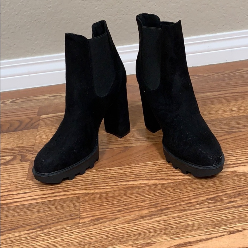 Black velvet platforms